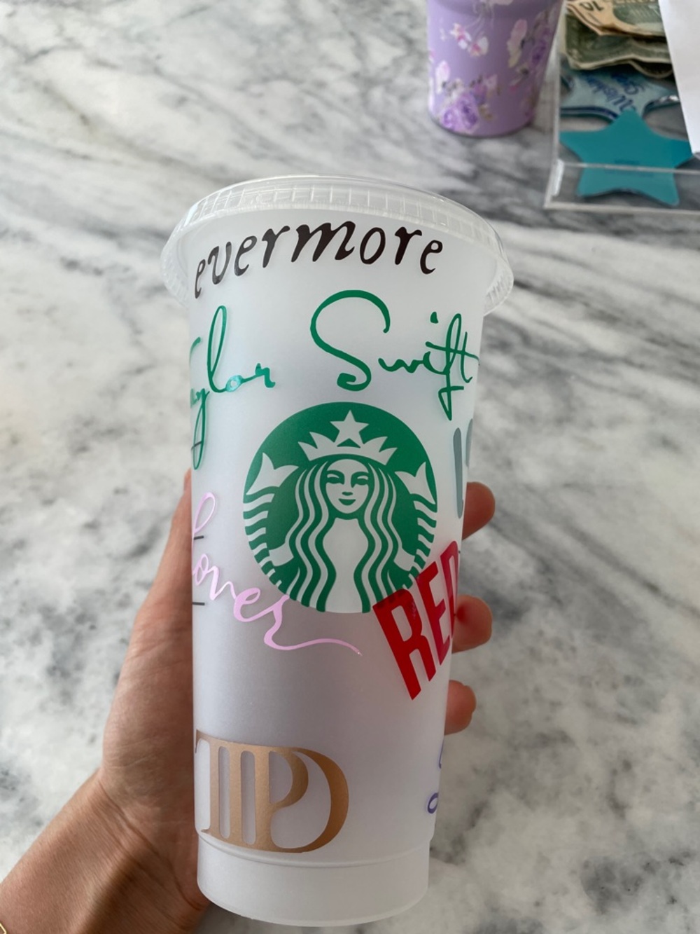 Starbucks Clear Logo Tumbler with Green, Red, Pink & Black Accents - Picture 3 of 6